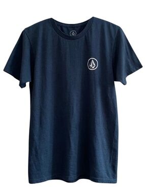 Volcom Navy Blue Heathered Logo Tee – Size Small EUC